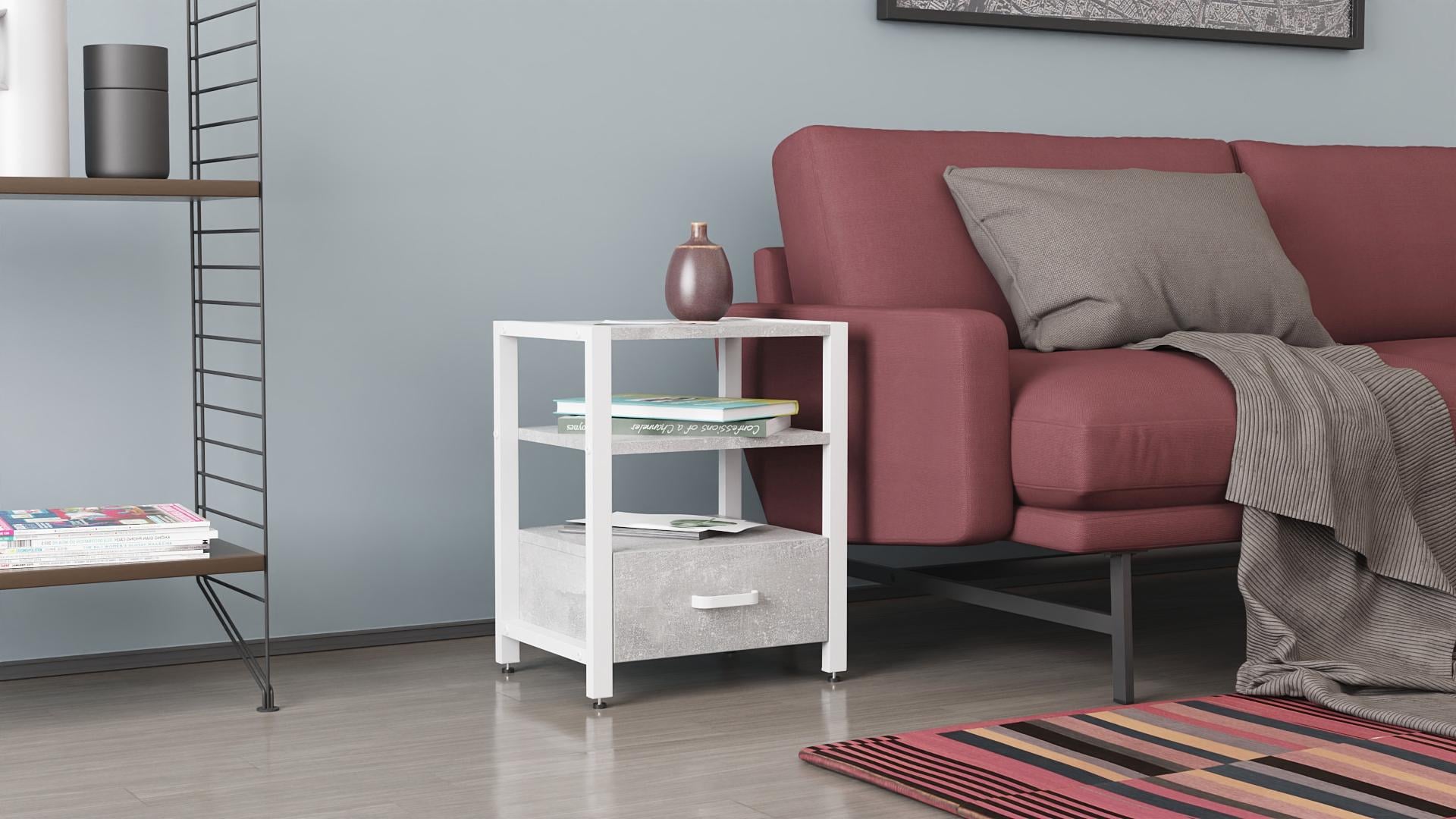 Тумба универсальная Ferrum-decor Вивьен ДСП 16 мм 1/1 50x41x40 белый/Бетон (FRD-106925)