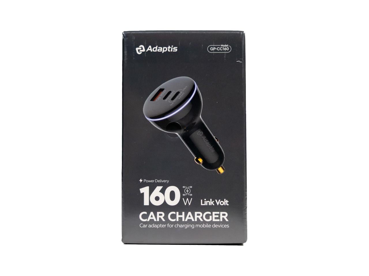 Зарядний пристрій автомобільний Adaptis GP-CC160 160W 2 Type-C/USB (3012382962)