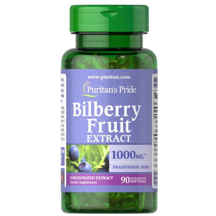 Натуральна добавка Puritan's Pride Bilberry Fruit Extract 1000 мг 90 капс. (8858)