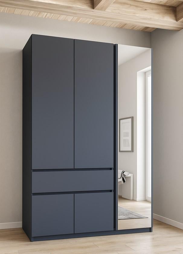 Шкаф для одежды с зеркалом Мастер Форм Брайт правосторонний 1221х520х2000 мм Антрацит (20491)