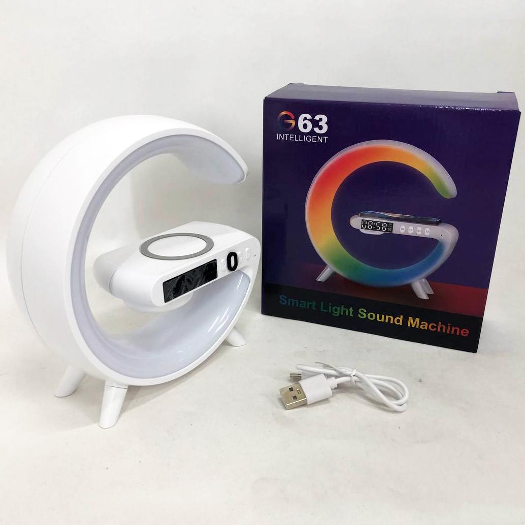 Ночник G63 мини с Bluetooth колонкой/беспроводной зарядкой 10W часами и RGB подсветкой - фото 13 Ночник G63 мини с Bluetooth колонкой/беспроводной зарядкой 10W часами и RGB подсветкой - фото 13
