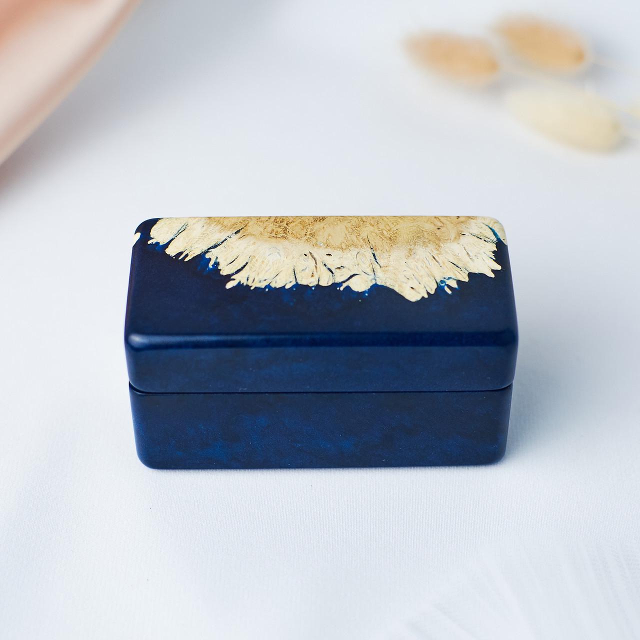 Коробочка-шкатулка для свадебных обручальных колец Unity из эпоксидной смолы 80х40х40 мм Blue (2425053267)