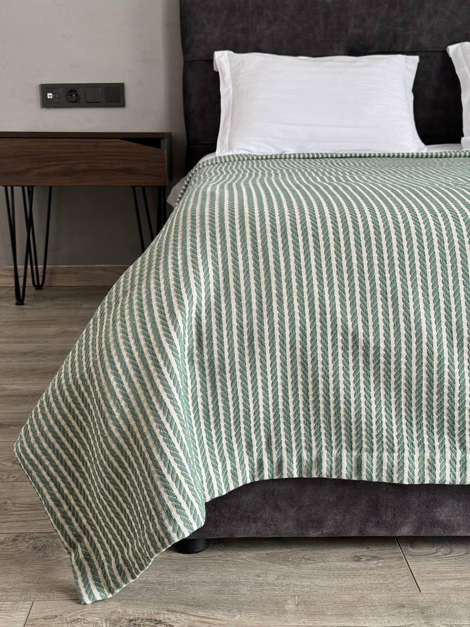 Плед хлопковый Косичка комбинированная 220x230 см Ментоловый (11812-F7-220x230cm) - фото 1 Плед хлопковый Косичка комбинированная 220x230 см Ментоловый (11812-F7-220x230cm) - фото 1