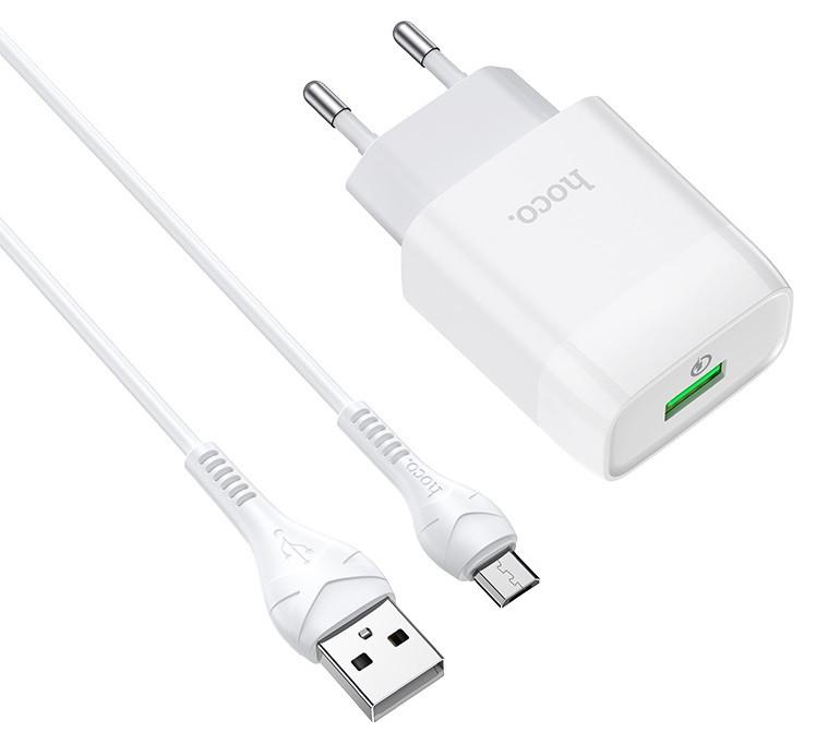 Адаптер мережевий Hoco C72Q USB 3 A Білий (1326485554)