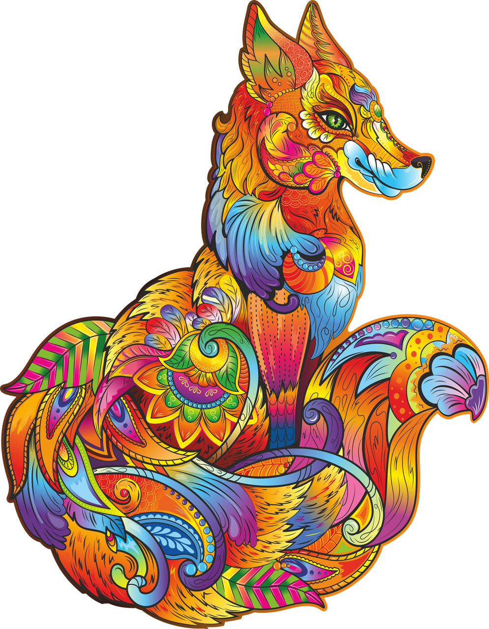 Деревянный пазл Лис с фрагментами в форме животных 167 элементов 48х38 см (1425877654)