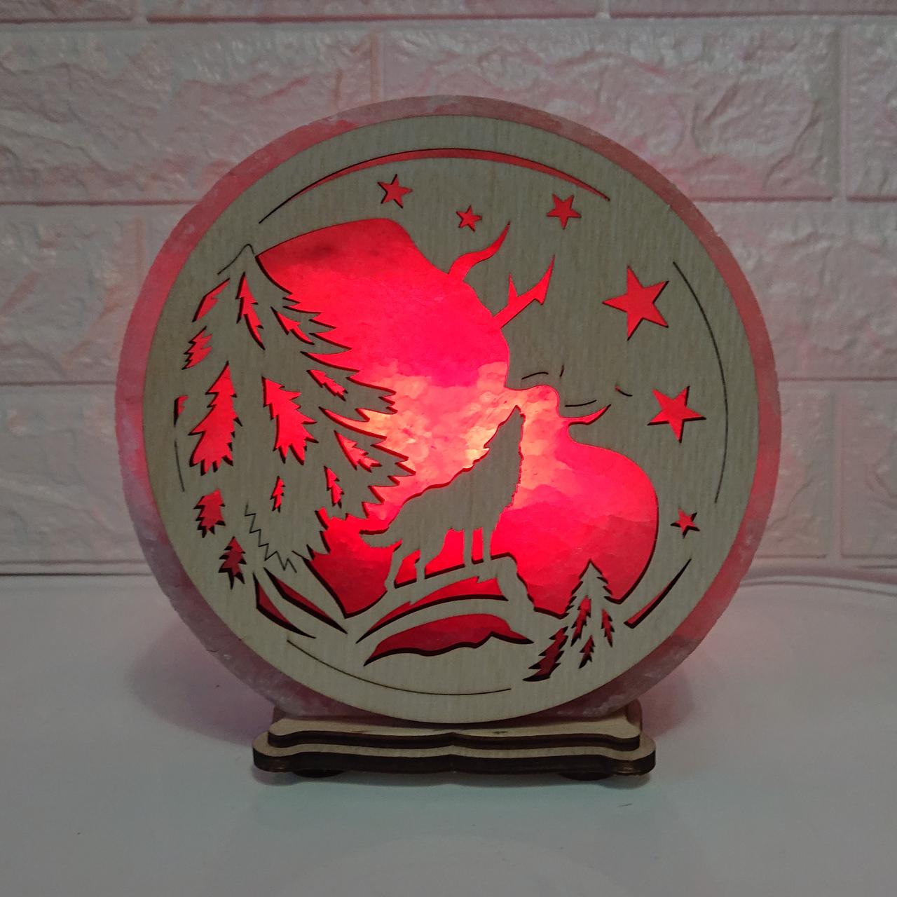 Соляной светильник Волк и луна (KБ-00020-r)