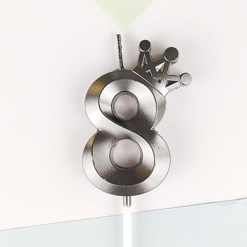 Свічка для торта цифра "8" з короною Чорний (16555)