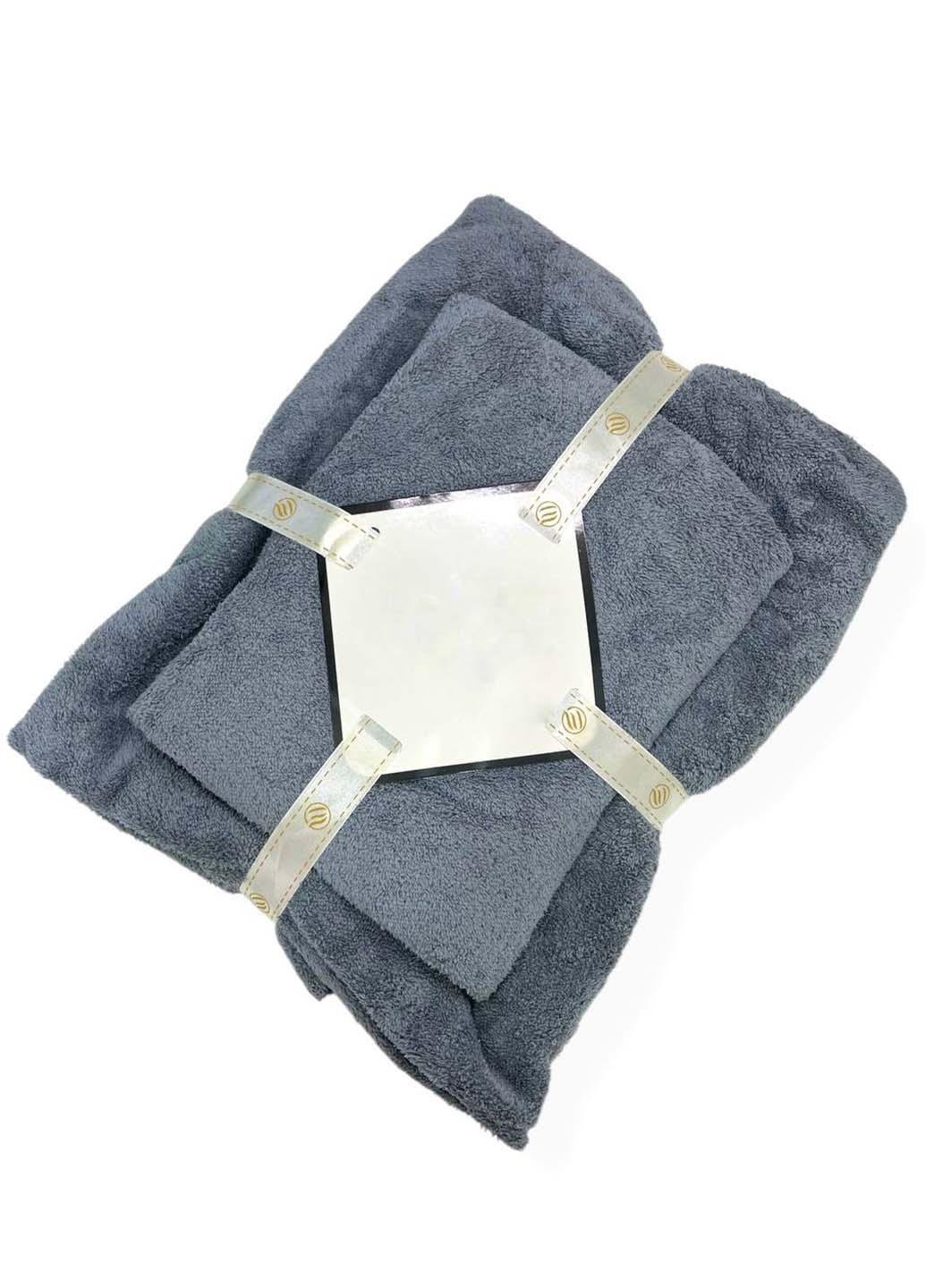 Комплект однотонных полотенец микрофибра 2 шт. (21-10) - фото 1