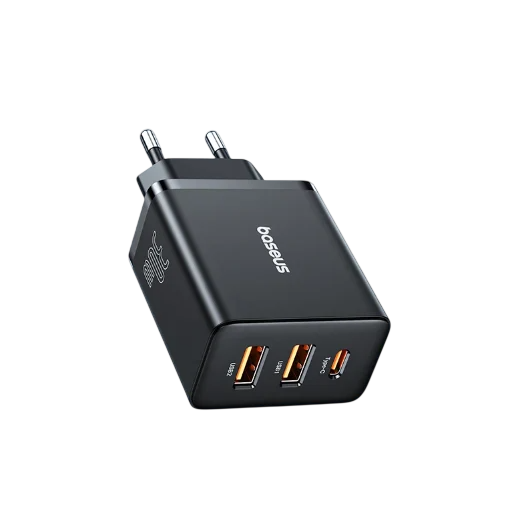 Сетевое зарядное устройство Baseus Compact 30w PD 2xUSB-A USB-C ports charger black