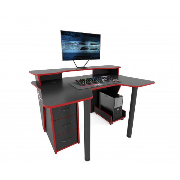 Компьютерный стол игровой Zeus IGROK-4 Черный/Красный (633d41dfccd78144d7700a5a)