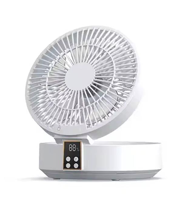 Вентилятор настільний акумуляторний D1 з пультом та нічником поворотний охолоджуючий Білий