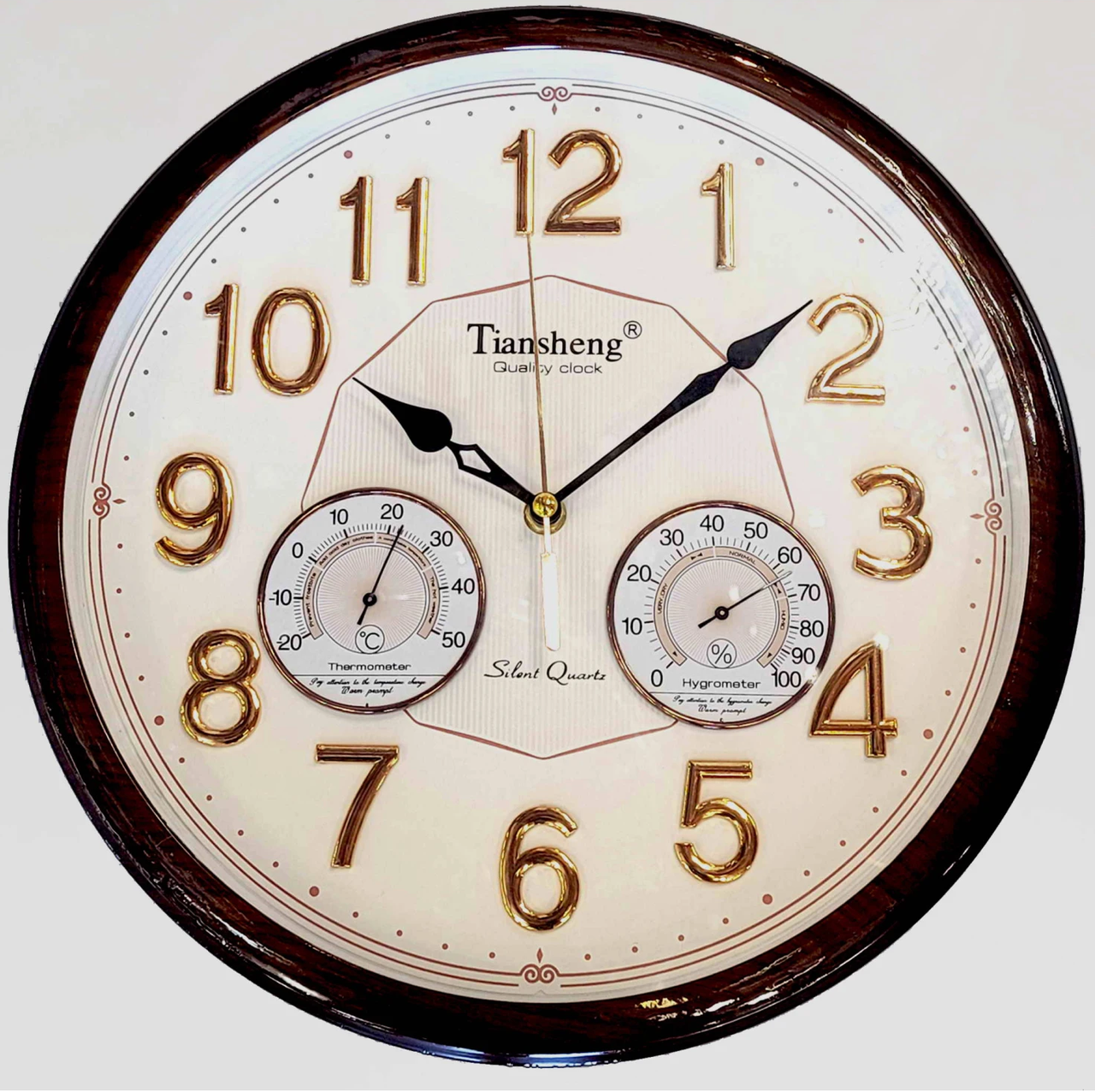 Часы настенные Tianjie C-43-White с термометром и гигрометром светлые 35 см Белый (954118197)