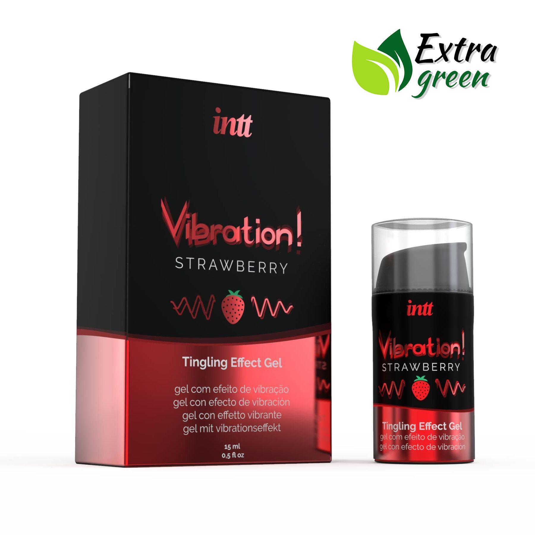 Жидкий вибратор Intt Vibration Strawberry 15 мл Extra Green (SO5407) - фото 3