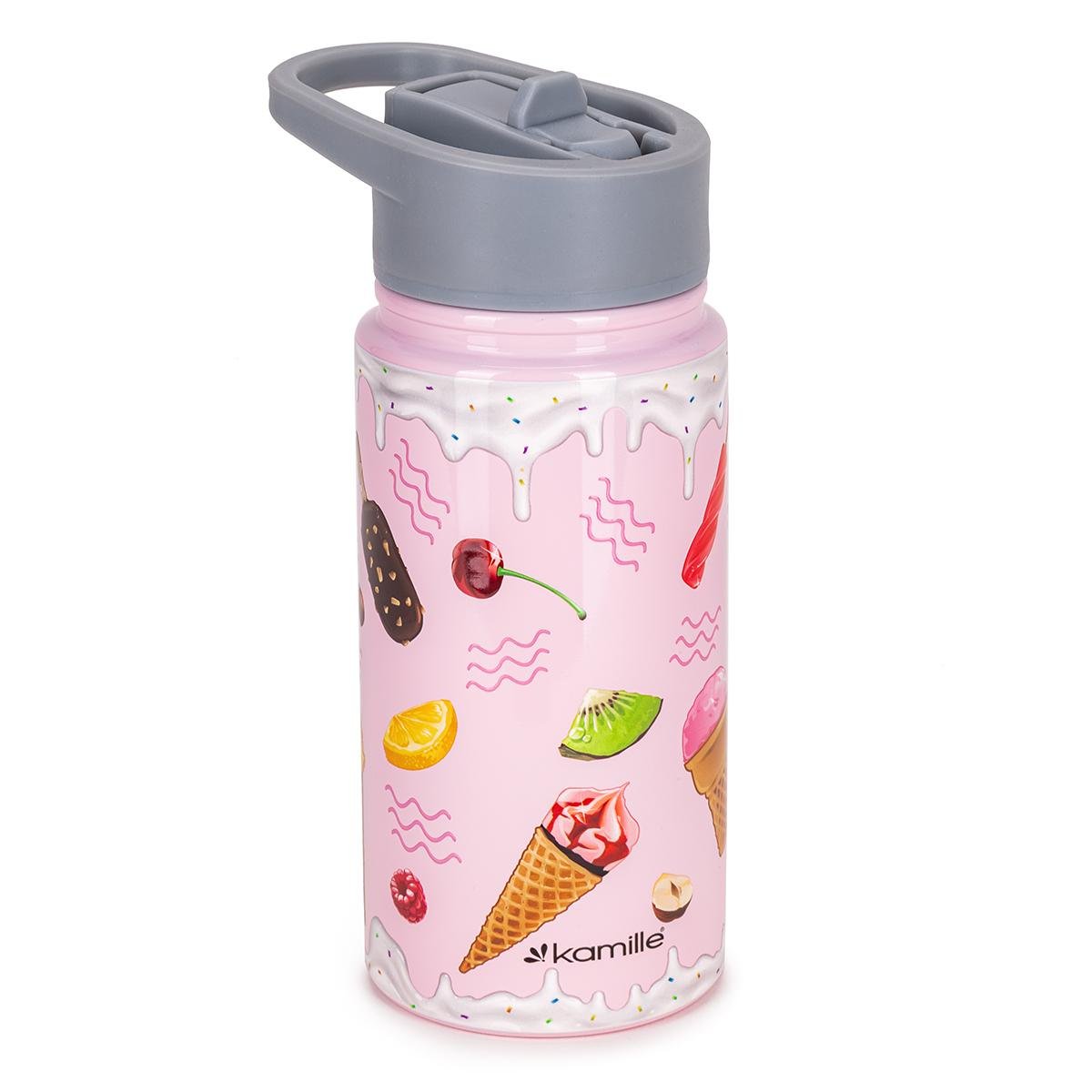 Термобутылка для детей с 3D принтом Kamille KM-2162 из нержавеющей стали 480 мл Розовый (150-84-2162)