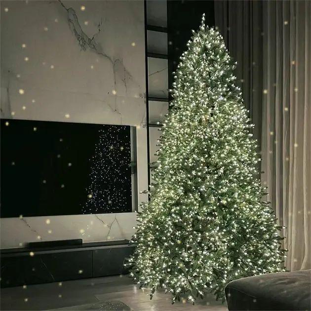 Гірлянда світлодіодна Роса з пультом з теплим білим світлом на зеленій нитці 8 режимів 200 м