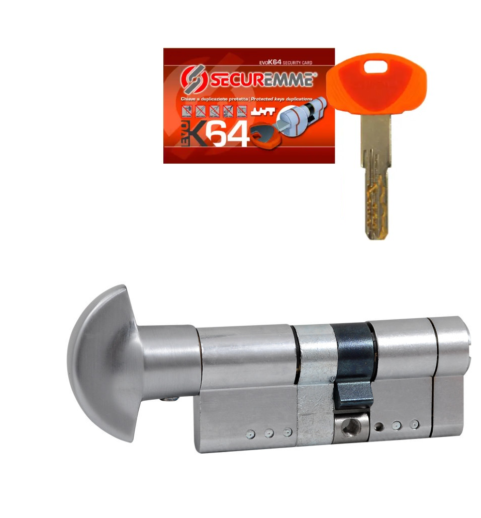 Сердцевина модульная Securemme K64 63 мм 31,5/31,5 ключ/барашка матовый Хром