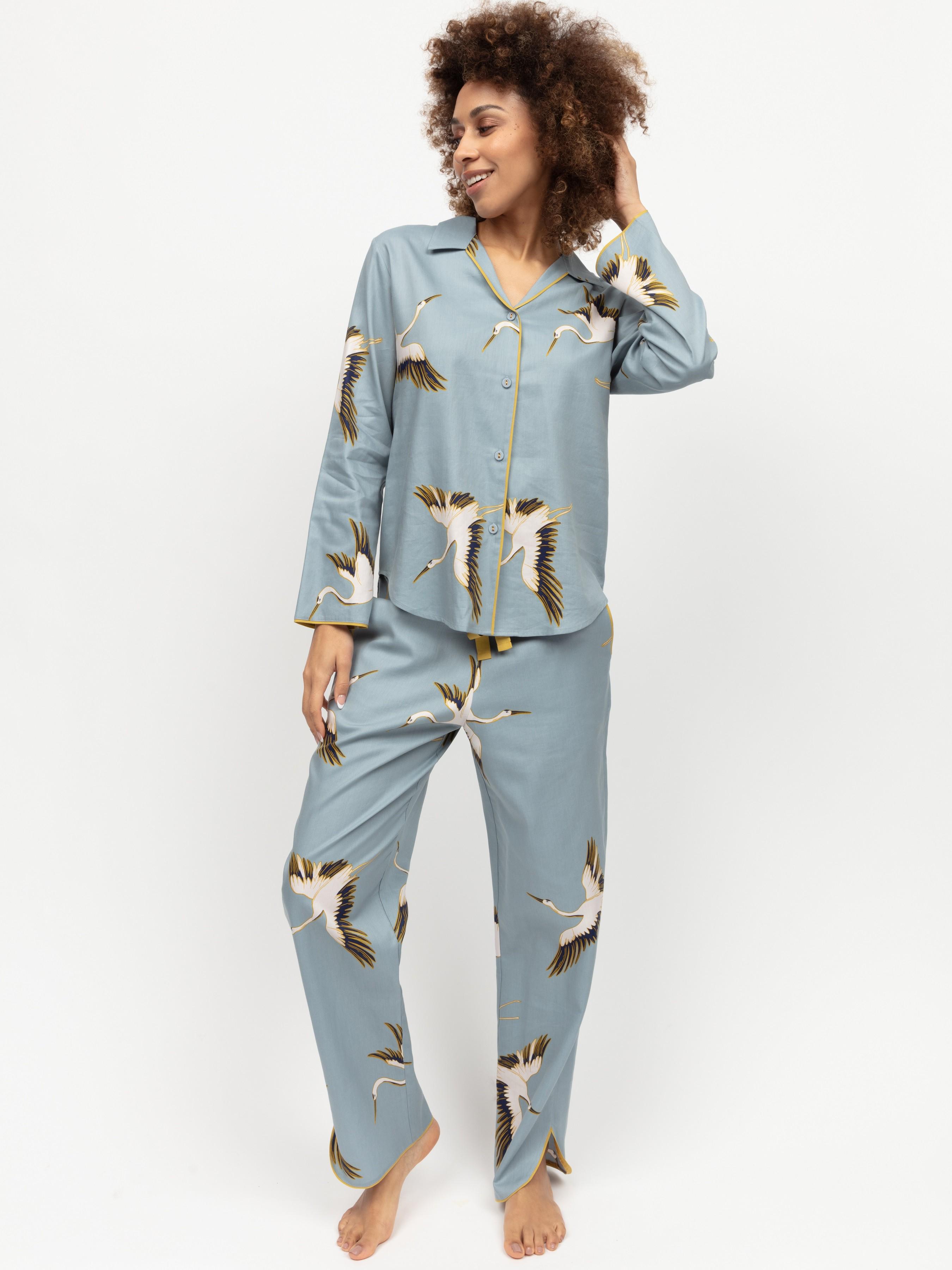 Піжама жіноча CYBERJAMMIES Piper 0420-0421 16/XL Сірий з принтом птахів (5051877521001)