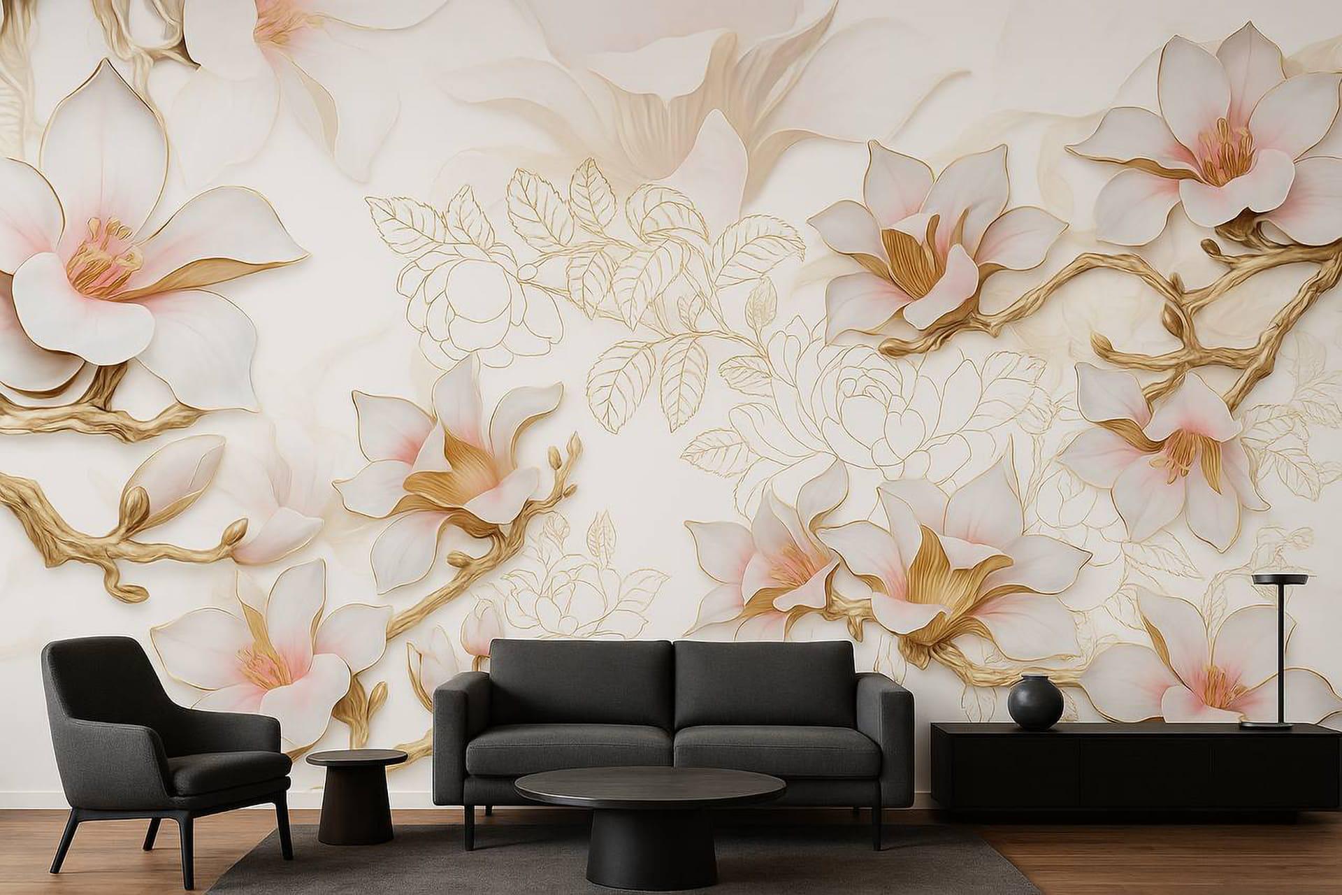 Фотошпалери флізелінові Styleo Print-walls Квіткова позолота 0176 300х250 см (Pw-0176/2)