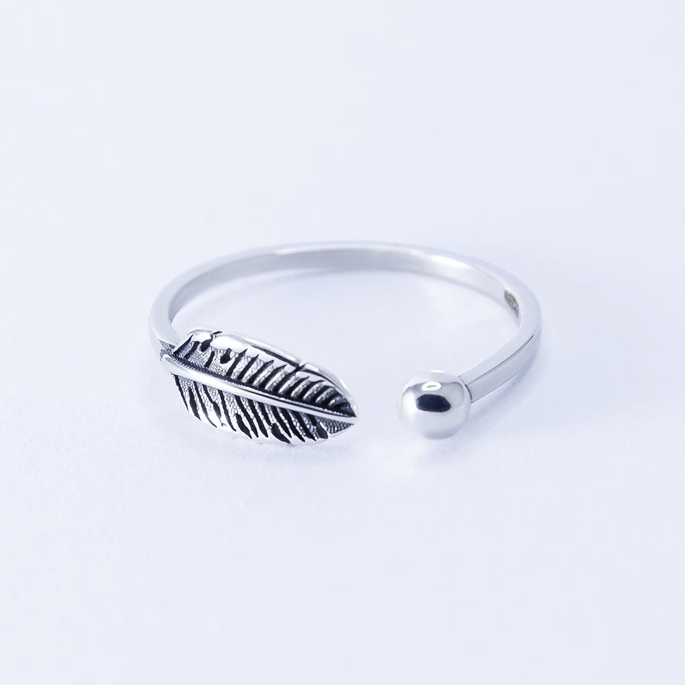 Серебряное кольцо с перышком (k2-54)