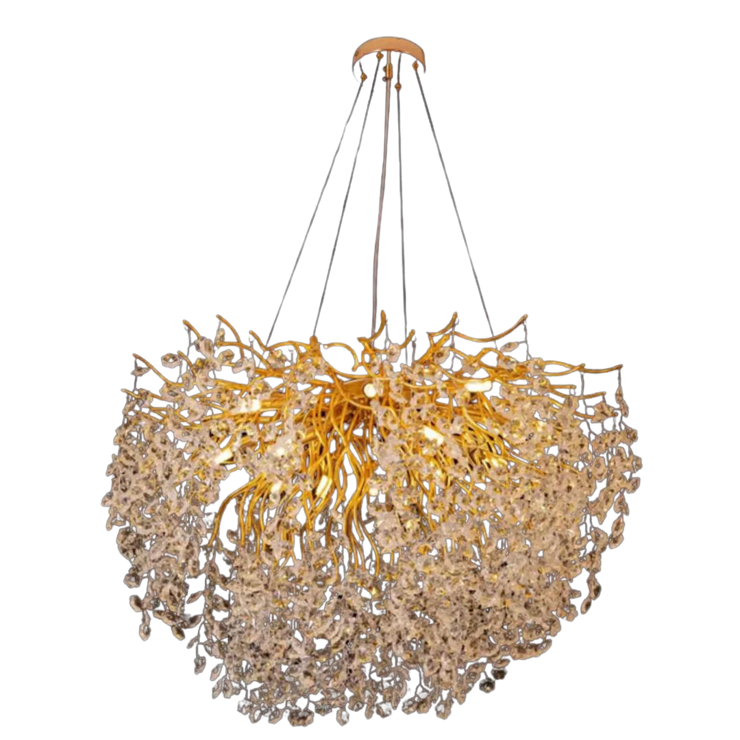 Люстра Sirius с хрустальными подвесами под восемь ламп G9 Золотой (WM-7020/600)