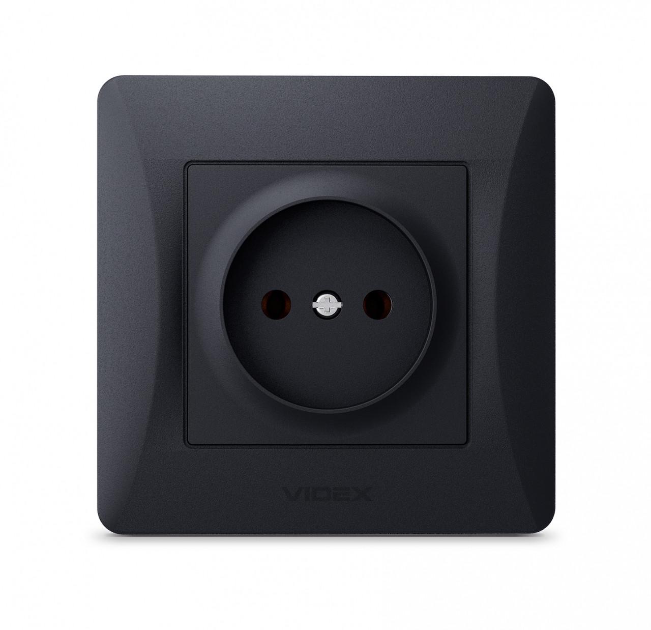 Розетка Videx Binera одинарна Чорний графіт Розетка Videx Binera одинарна Чорний графіт