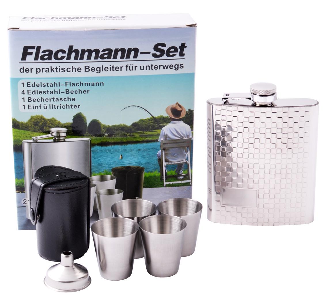 Набір фляга та 4 стопки Rain 210 мл Нержавіюча сталь