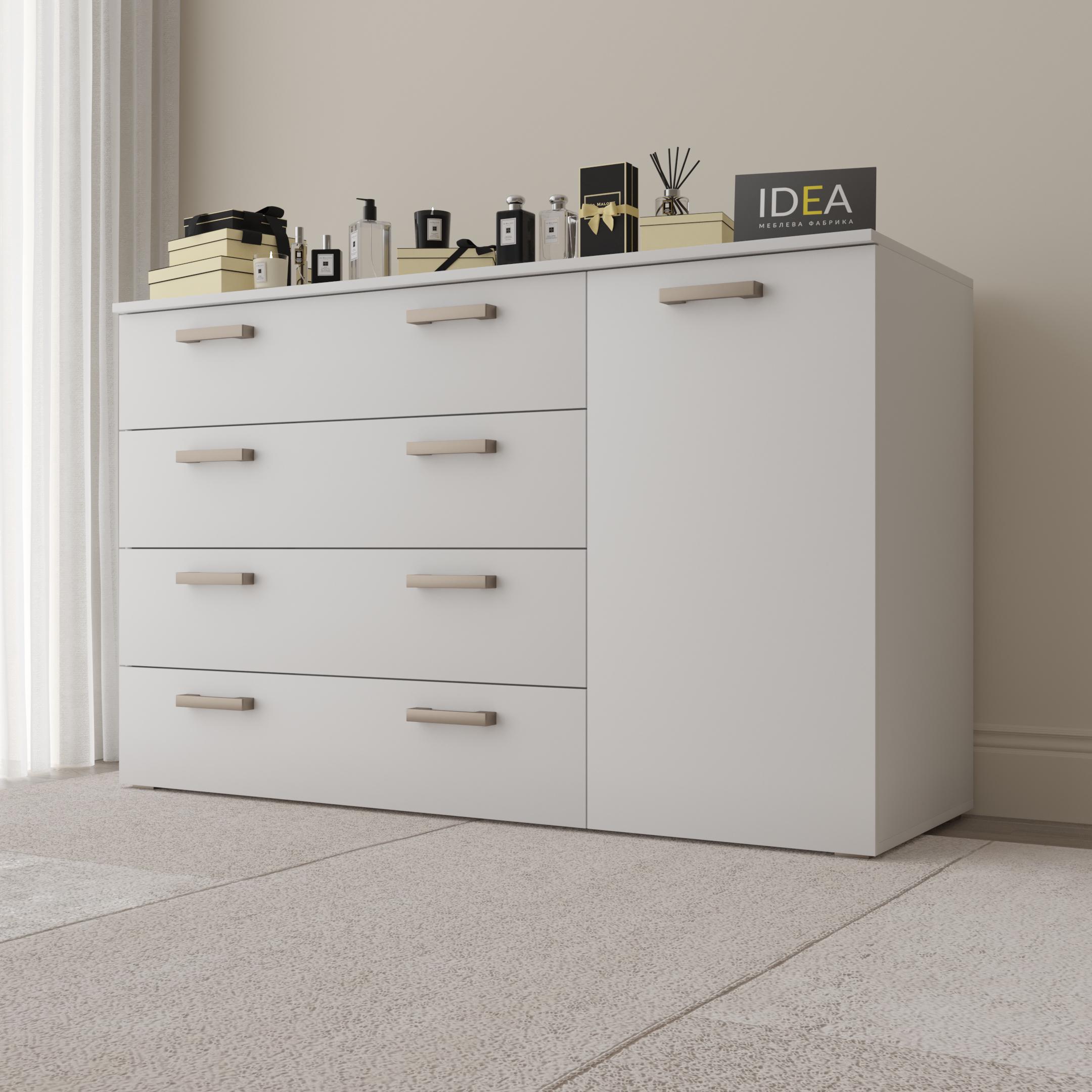 Комод Idea ТКБ-365.8 на 4 шухляди з дверима Білий (26718325) - фото 2 Комод Idea ТКБ-365.8 на 4 шухляди з дверима Білий (26718325) - фото 2