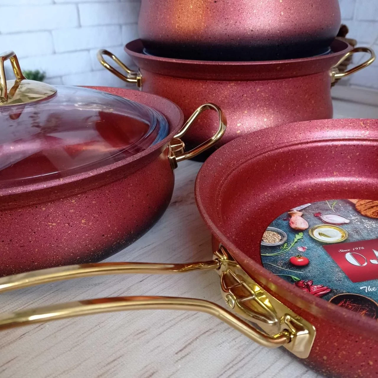 Набор посуды OMS Collection 3045 9 предметов Red - фото 5