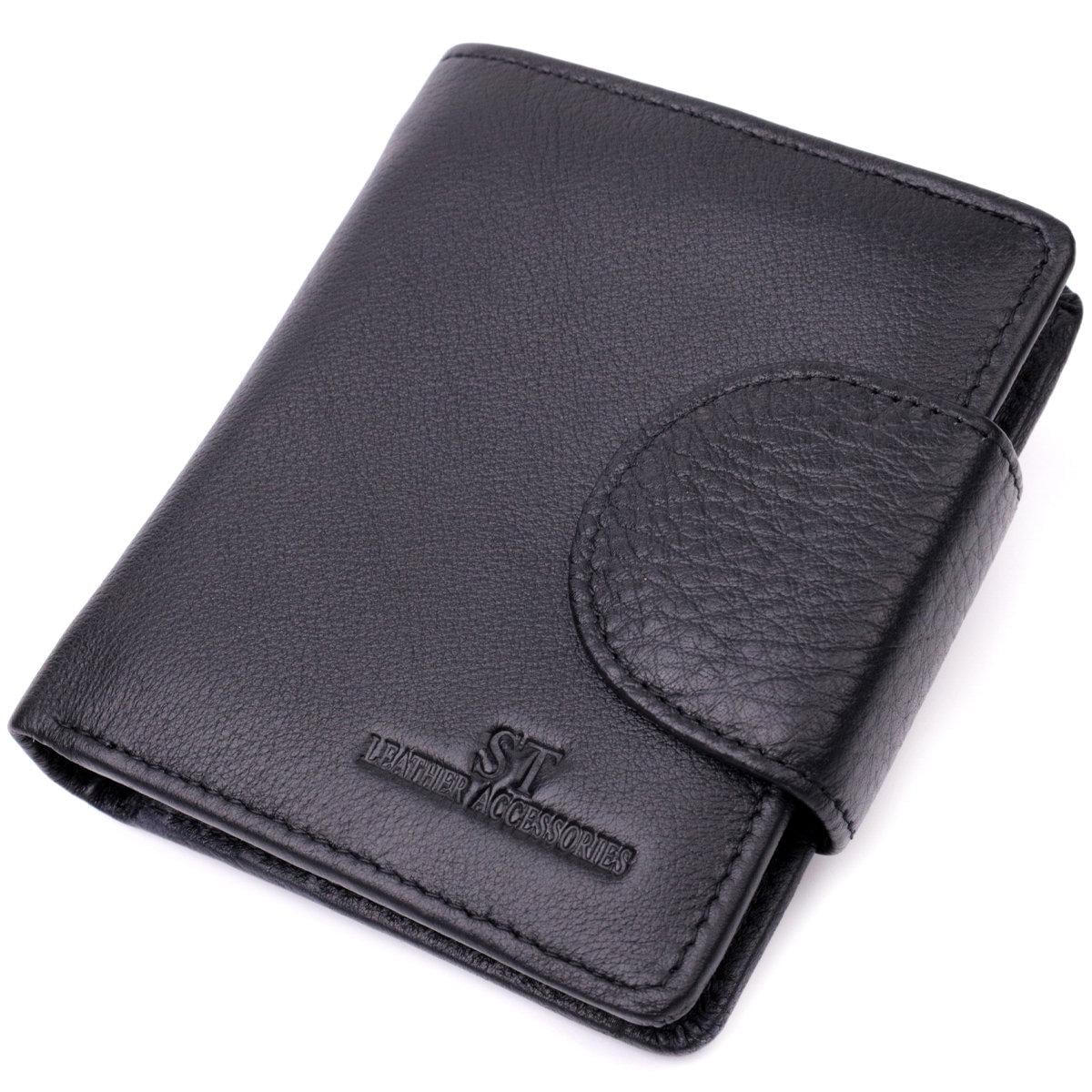 Кошелек женский ST Leather 22451 на кнопке из натуральной кожи Черный (168-136-22451) Кошелек женский ST Leather 22451 на кнопке из натуральной кожи Черный (168-136-22451)