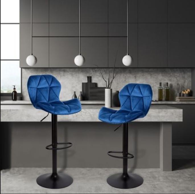 Барный стул со спинкой Bonro B-087 велюр Синий/Черный (5244) - фото 5
