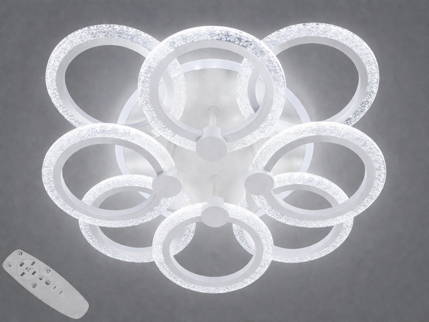 Люстра стельова LED 92W/світлодіодне підсвічування димер та пульт Білий (A8180/4+4WH LED 3color dimmer)