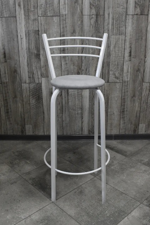 Барний стілець металевий 30х80х107 см Світло-сірий/Білий (28374152)