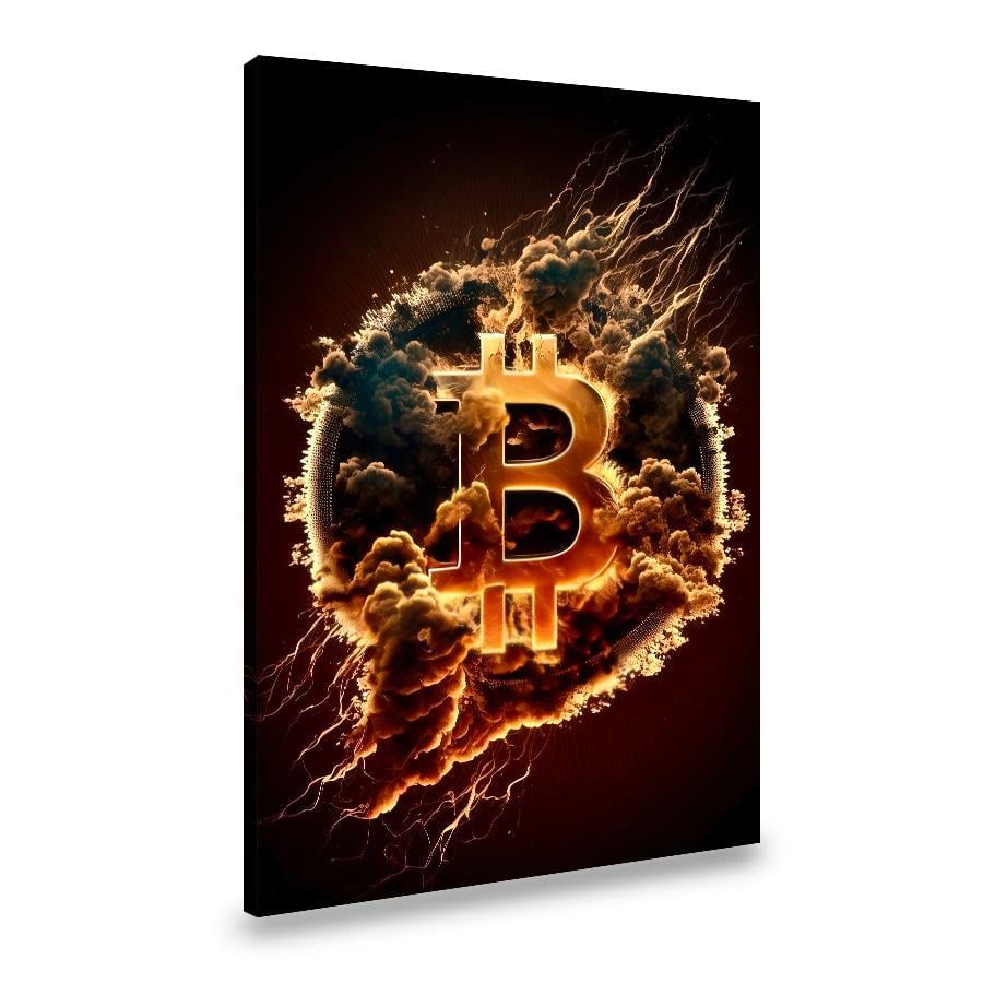 Картина на холсте Абстрактный знак биткоина 80x54 см (95VP_L)