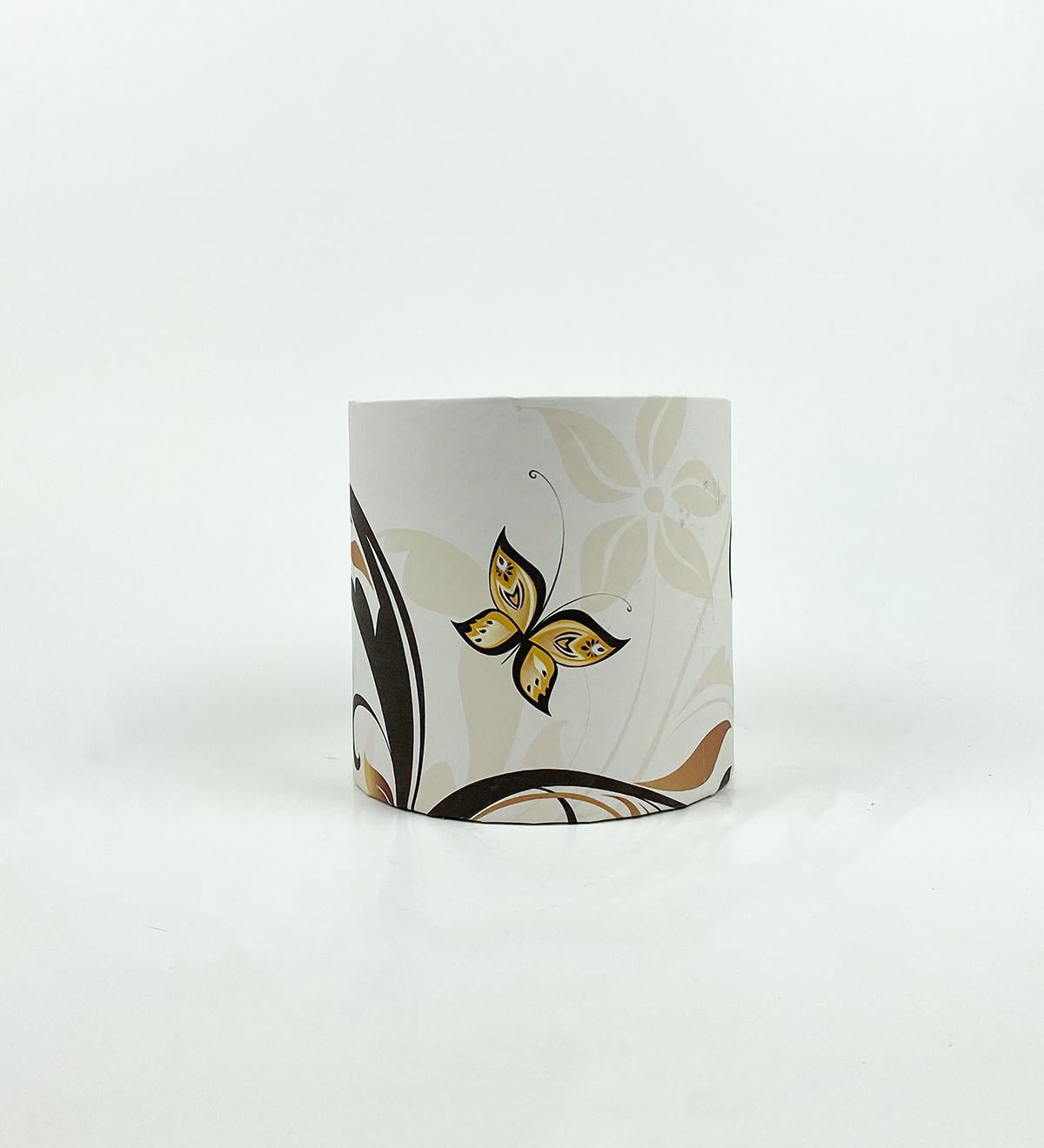 Коробка подарункова кругла "Жовтий метелик" 15х15 см (5960)