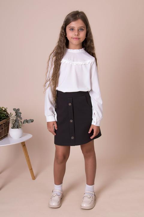 Блузка зі стійкою для дівчинки Mevis 4919-01 122 см Молочний