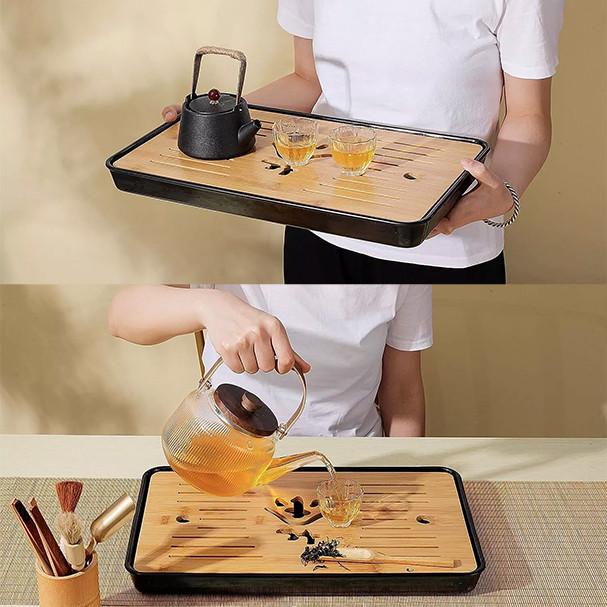 Чабань-доска для чайной церемонии прямоугольная Lesko #22 бамбуковая 32,5х19х4 см Black (24366565) - фото 2 Чабань-доска для чайной церемонии прямоугольная Lesko #22 бамбуковая 32,5х19х4 см Black (24366565) - фото 2