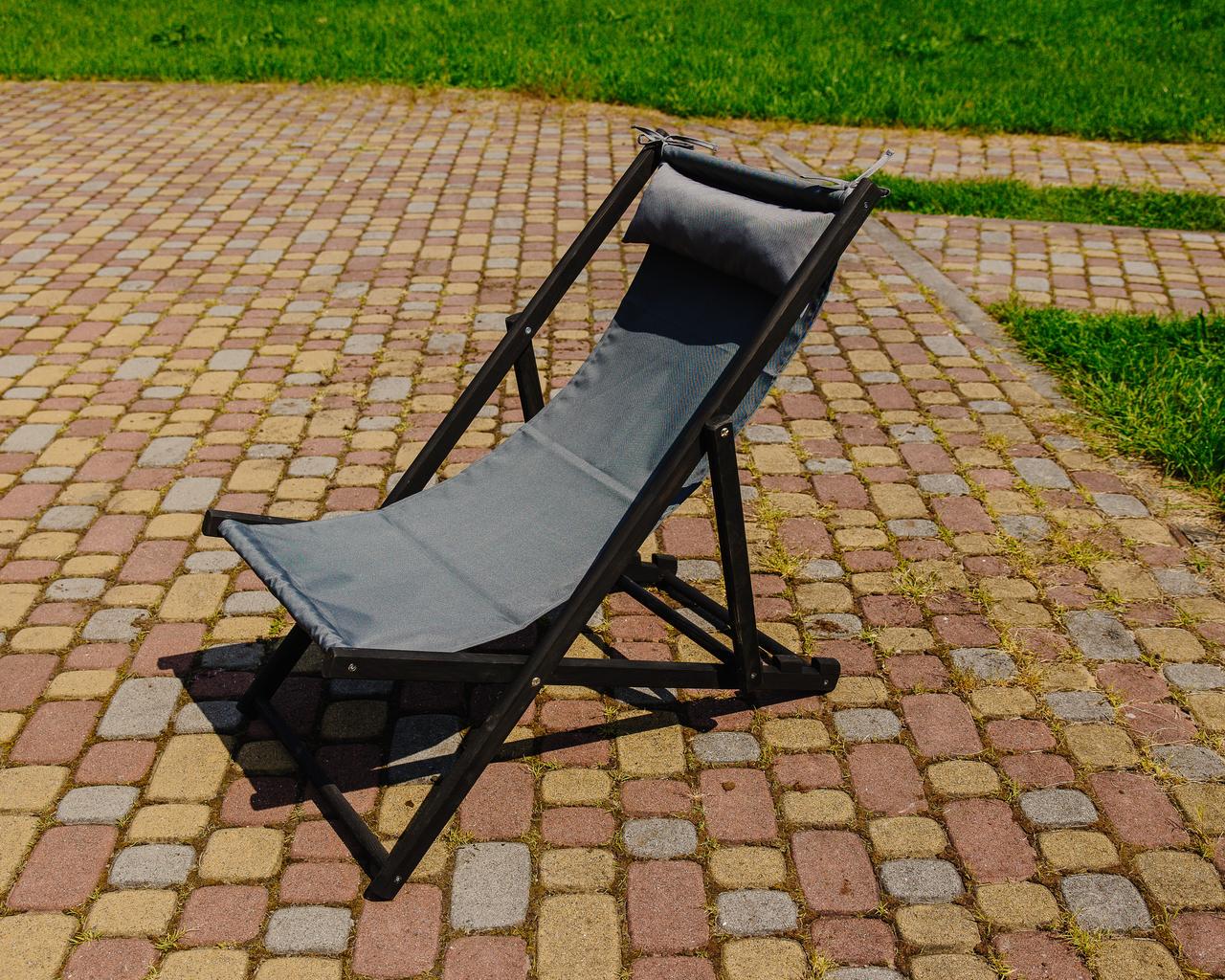 Шезлонг тканевый XRmaster с подушкой Серый с черным (0001717) - фото 2