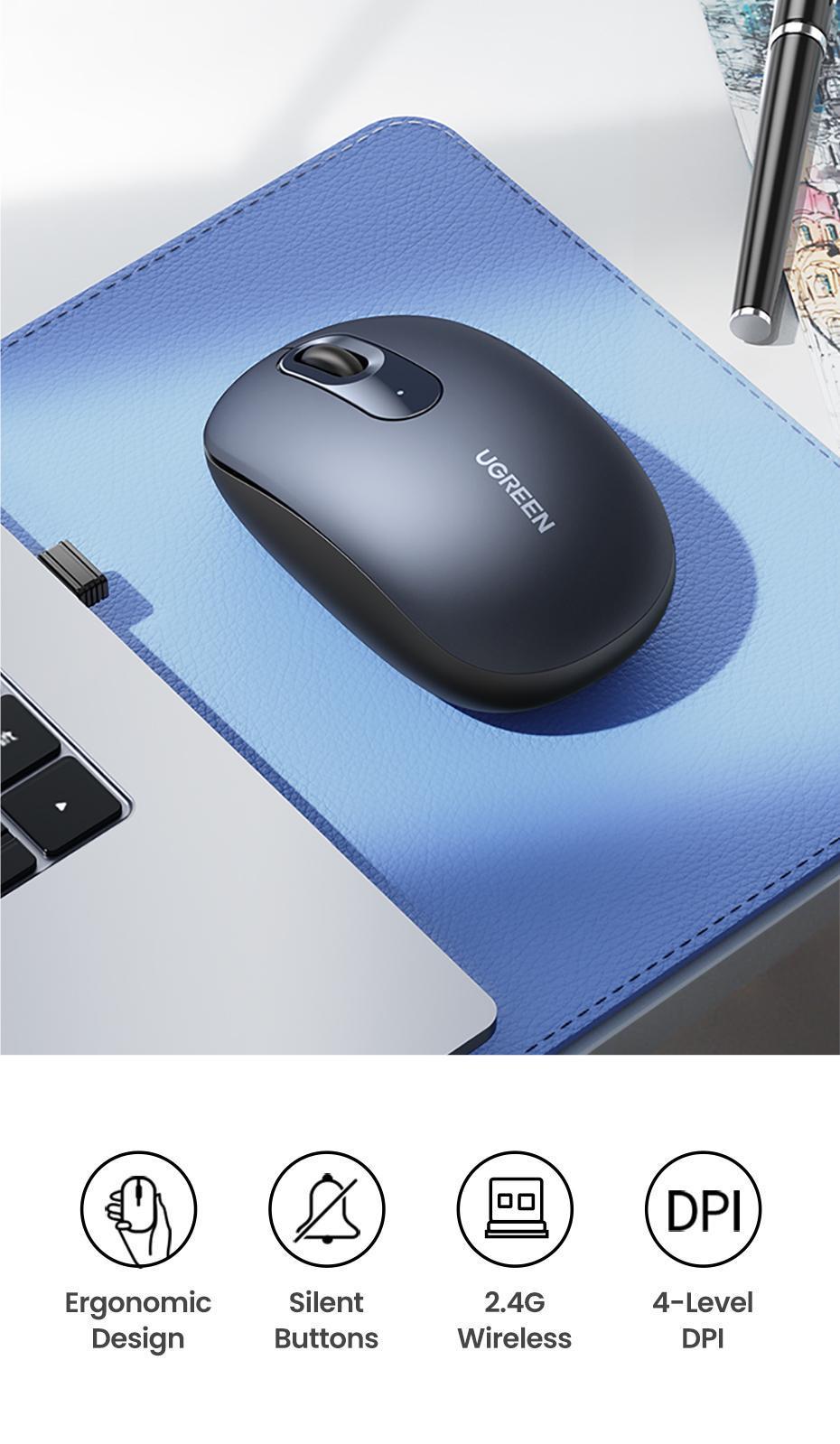 Мышь беспроводная Ugreen 2.4 ГГц 4 Темно-синий (90550) - фото 8 Мышь беспроводная Ugreen 2.4 ГГц 4 Темно-синий (90550) - фото 8