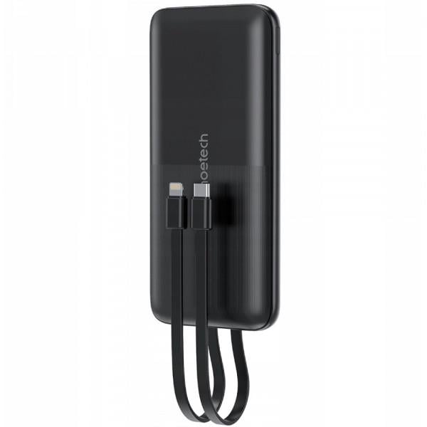 Повербанк Choetech 10000 mAh 22,5W Fast Charge со встроенными USB-C и Lightning кабелями Li-Polymer Черный (621651)