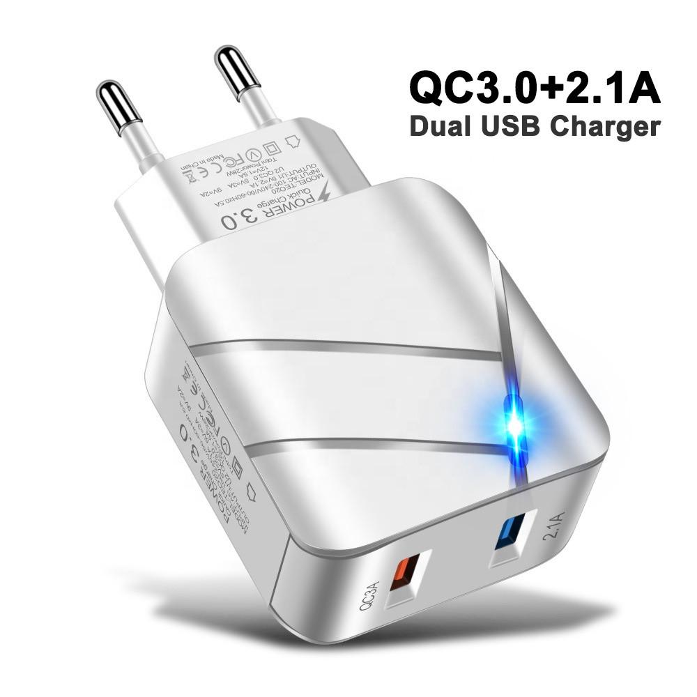 Пристрій зарядний мережевий 28 W 2-USB Порту QC3.0 2.1А Білий - фото 2