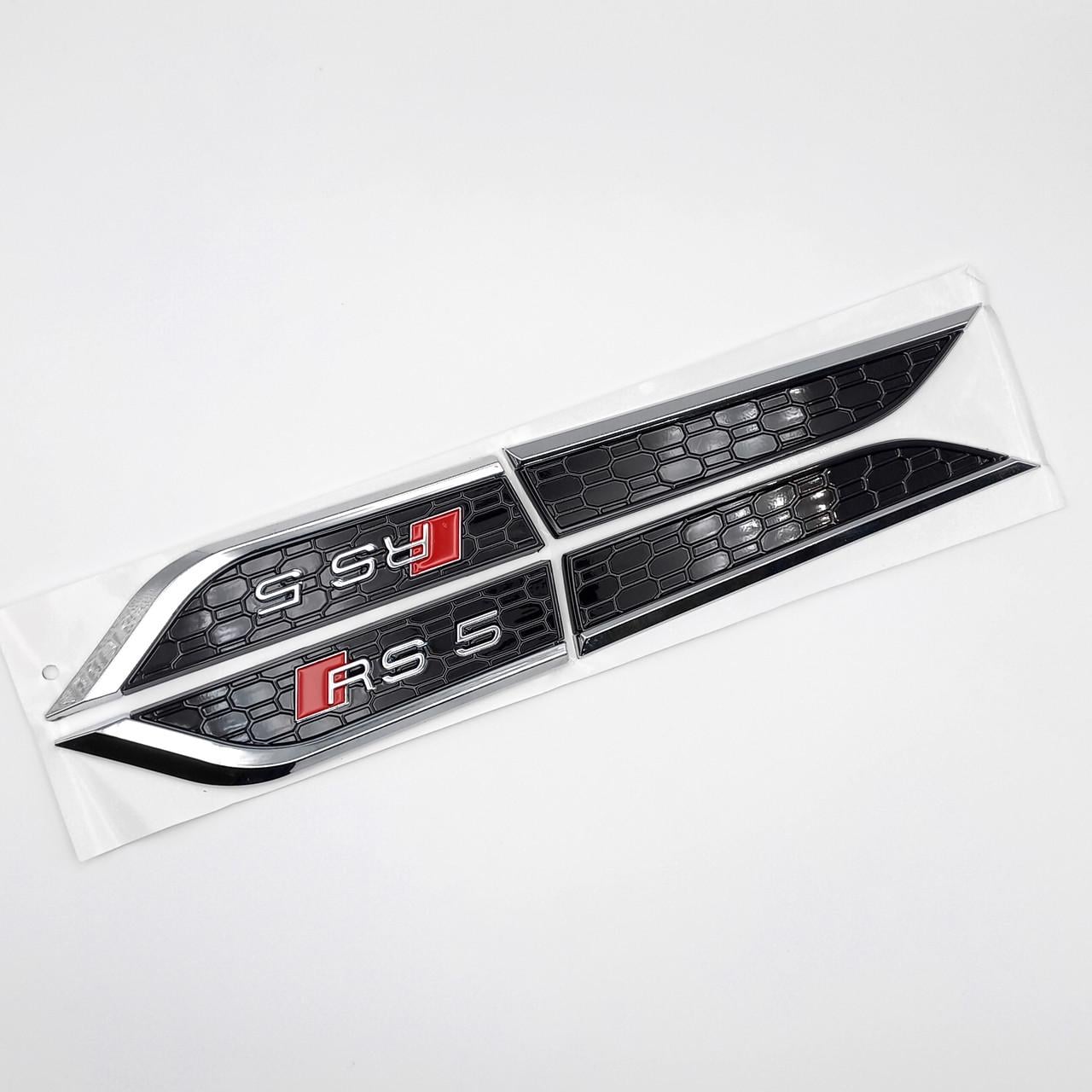 Эмблема на крылья RS5 Audi Хром 30х3,5 см Черный глянцевый (2998190990)