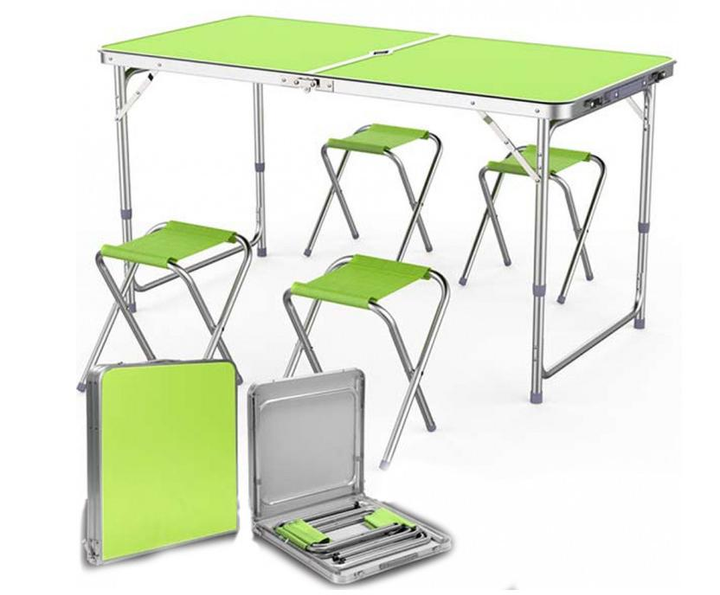 Стол для пикника Easy Camping раскладной металлические стулья 4 шт. Зеленый - фото 2