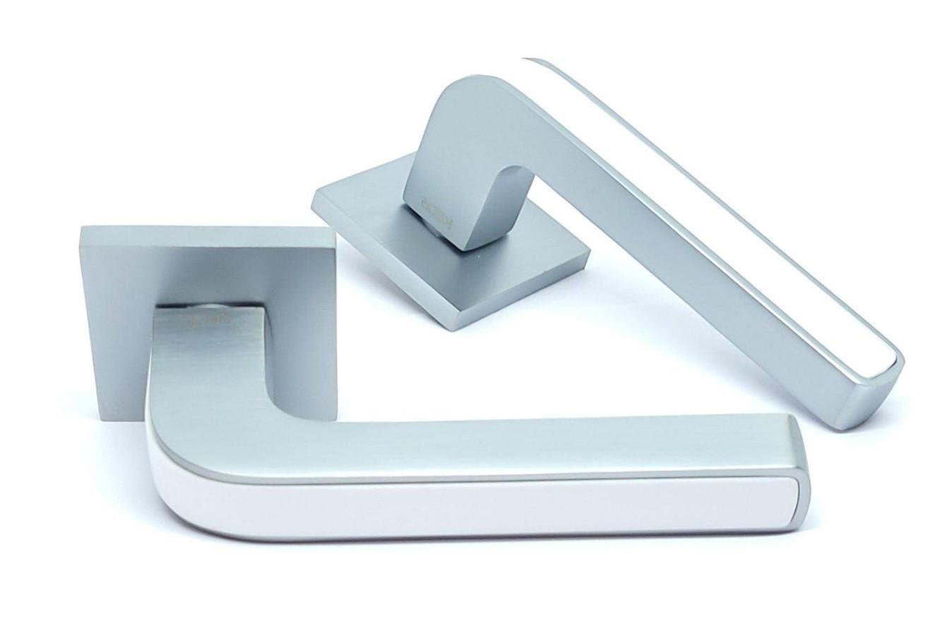 Ручка Kedr на розетке квадрат Ultra R21.830 MCP/WH матовый Хром с белой вставкой