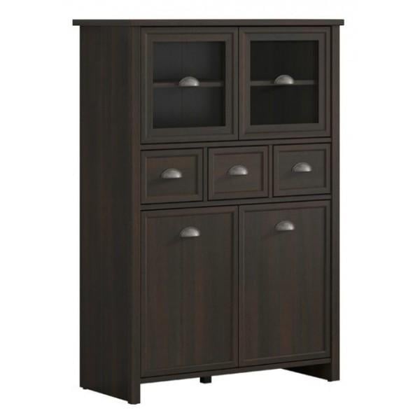 Витрина для кабинета Gerbor REG2D2W3S Гермес из ЛДСП/МДФ 895х400х1300 мм Дуб болотный коричневый (43201)