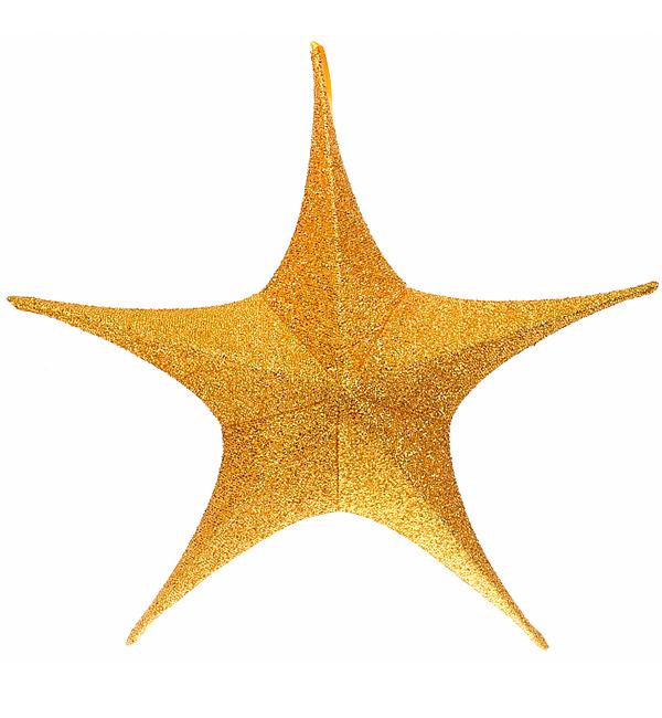 Звезда декоративная парча/металл 65 см Золотой (13535821)