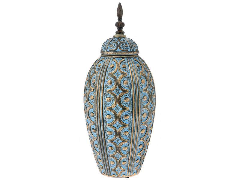 Настільна керамічна ваза з кришкою Light House Буржуа 41 см Синій