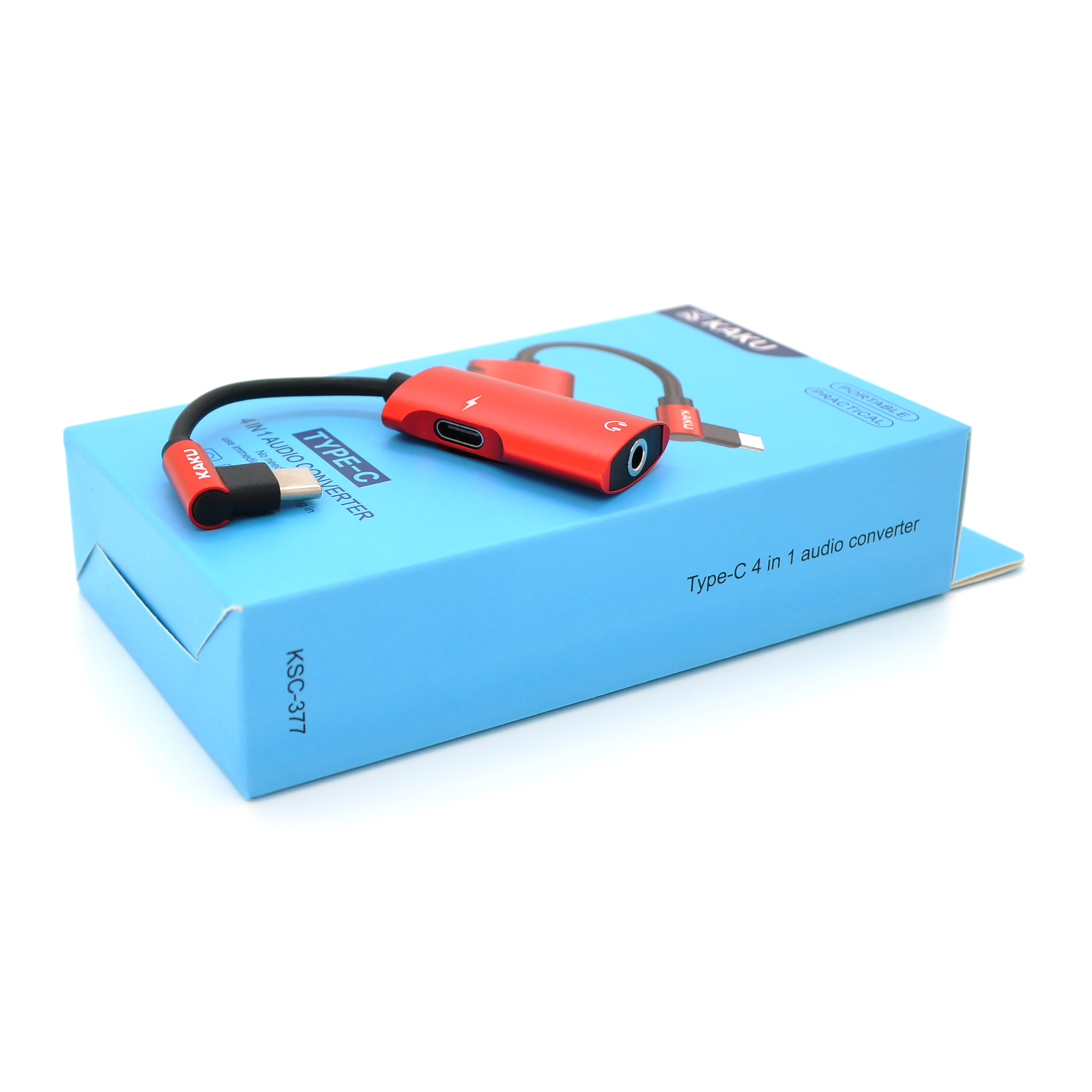 Аудиоконвертер iKaku KSC-377 MAIQI 4в1 Type-C Красный (29427)