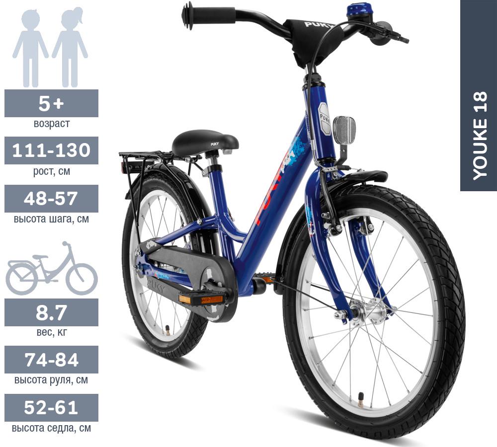Велосипед детский 2-х колесный Puky Youke 18'' от 5 лет 111-130 см Синий - фото 2