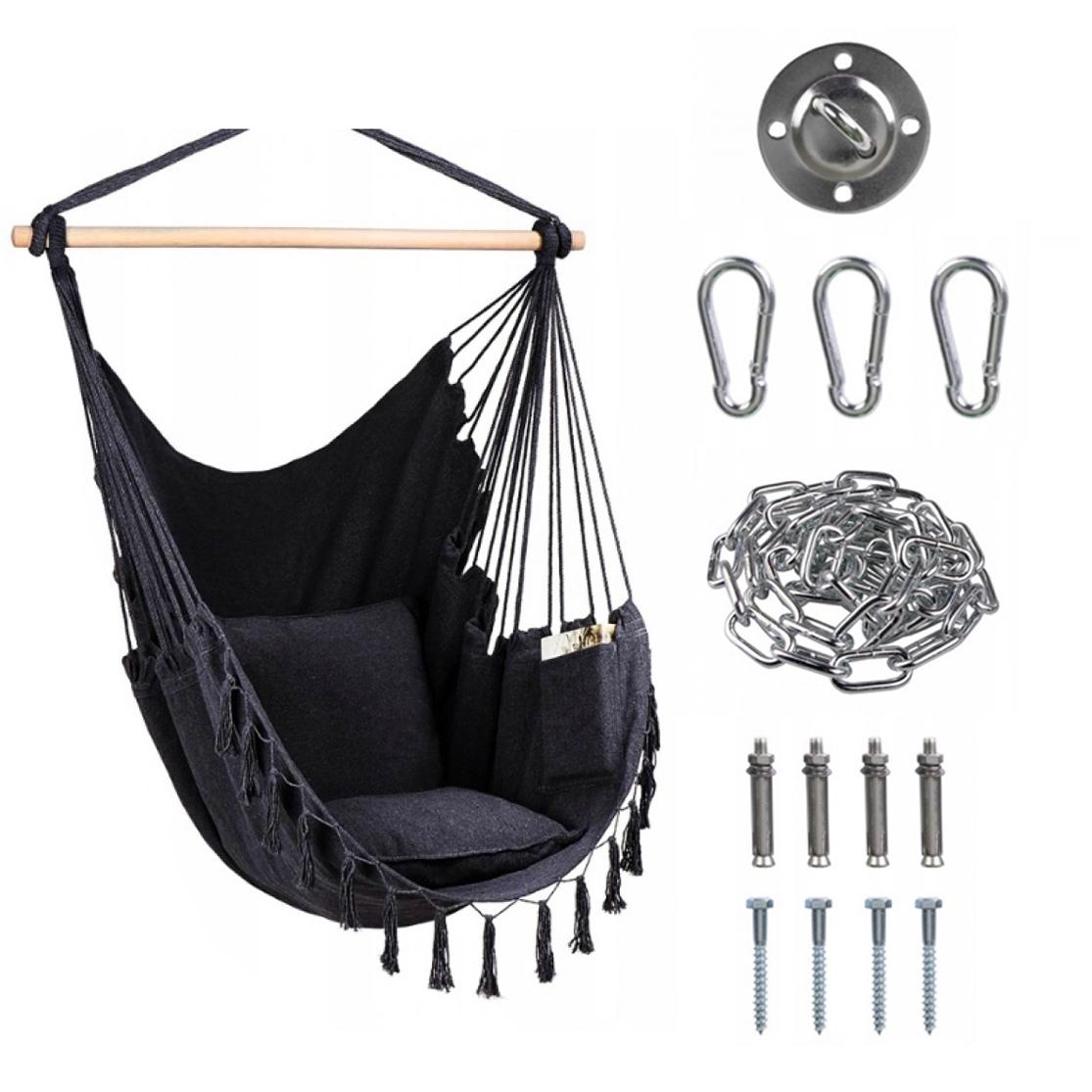 Кресло подвесное Bonro B-093 бразилийские качели 120 кг/комплект крепления Черный (42400563)