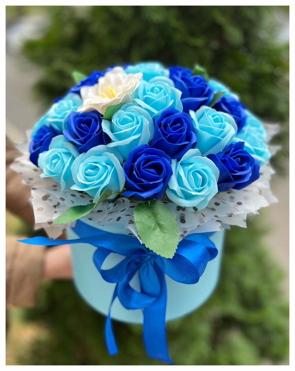 Подарунковий бокс Букет троянд з мила Синій (2122059653) - фото 5